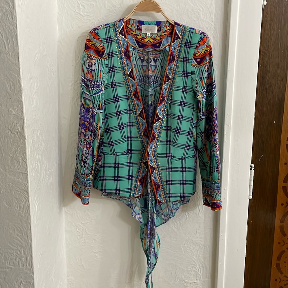 CAMILLA Women's Split Tails Blazer Size S In Divinity Dance